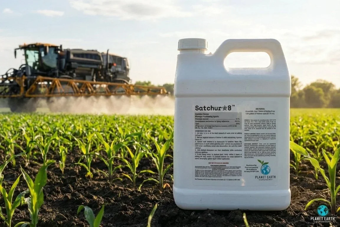 Satchur8 product jug positioned in a field